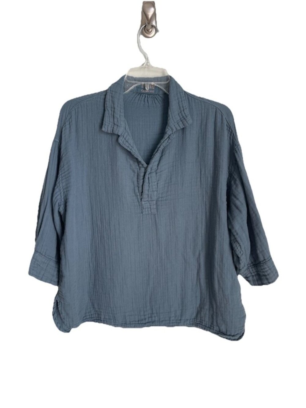 CP Shades Garnet Hill Teal Gigi Gauze Boxy Top Made in USA